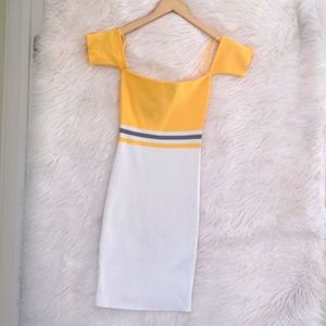 Yellow And White Knit Color Block